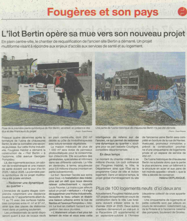 Article ouest france du 29/04/2024